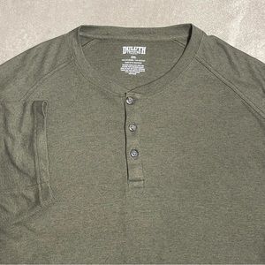 Duluth Trading Co Mens 3XL Blank Knit Short Sleeve Henley T-Shirt Olive Green
